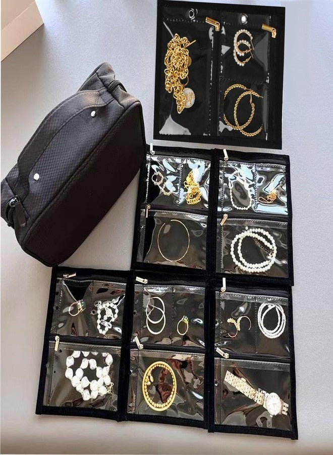 GSXRB Waterproof Anti-Tarnish Jewelry Organizer for Travel - Large Capacity Foldable Jewelry Box with 36 Compartments, Portable Earring Necklace Ring Organizer (Black) - Image 3
