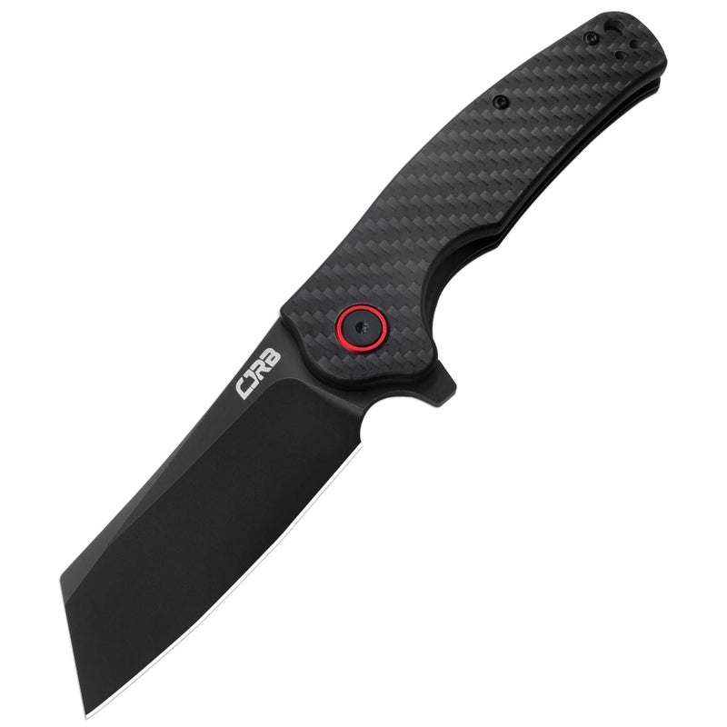 CJRB CUTLERY سكين طي CJRB كاتلري كراج (J1904) شفرات فولاذ AR-RPM9 مسحوق أسود PVD مقبض من ألياف الكربون سكين جيب سكين EDC - Image 1