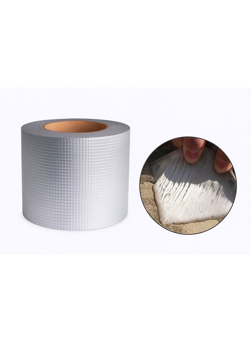 Fusion Luke Waterproof Tape 10cm x 5m | High Polymer Butyl Rubber Sealant Tape | Aluminum Foil Leak Repair Tape | Roof, Pipe, Window, Gutter & Car Sealing Tape – Heat & Cold Resistant - Image 1