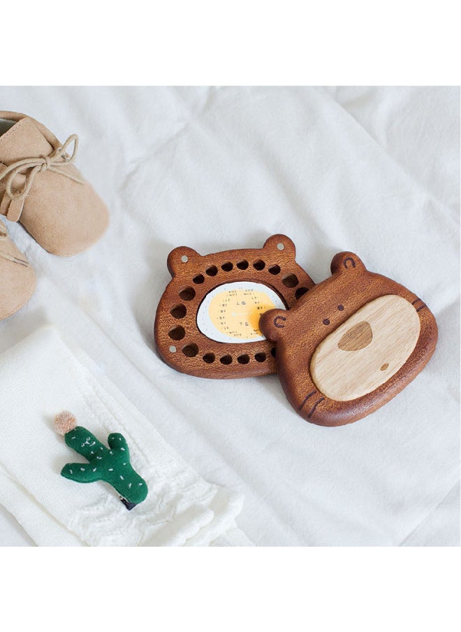 Generic Ink Small Deciduous Teeth Storage Box Solid Wood Children's Memorial Baby Boys And Girls Teeth Storage Box Advanced Engraving-Color:Smiley Teeth Box (No.3) Oval-Big Mouth  - Image 2