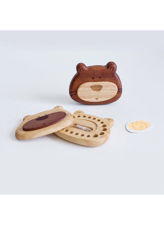 Generic Ink Small Deciduous Teeth Storage Box Solid Wood Children's Memorial Baby Boys And Girls Teeth Storage Box Advanced Engraving-Color:Smiley Teeth Box (No.3) Oval-Big Mouth  - Image 5