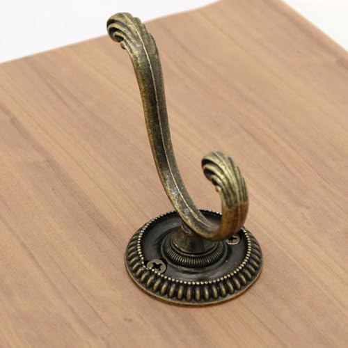 LXZ 4 PCs Antique Brass Wall Mounted Hooks - Wall Hooks - Hat Hangers Robe Hooks, Height 2.9-in (7.3 cm) - Image 5