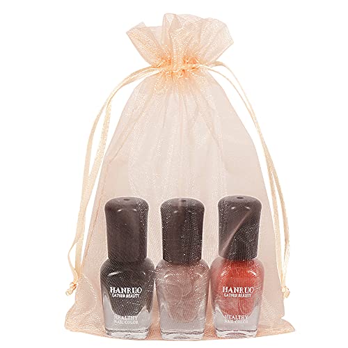 HRX Package 100pcs Blush Peach Organza Bags, 4 x 6 inch Mesh Jewelry Drawstring Bag Small Gift Pouches for Wedding Candy Party Favor - Image 5