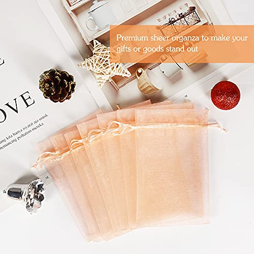 HRX Package 100pcs Blush Peach Organza Bags, 4 x 6 inch Mesh Jewelry Drawstring Bag Small Gift Pouches for Wedding Candy Party Favor - Image 2