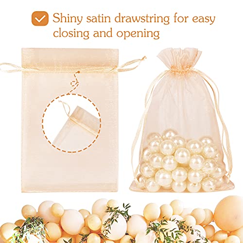 HRX Package 100pcs Blush Peach Organza Bags, 4 x 6 inch Mesh Jewelry Drawstring Bag Small Gift Pouches for Wedding Candy Party Favor - Image 3