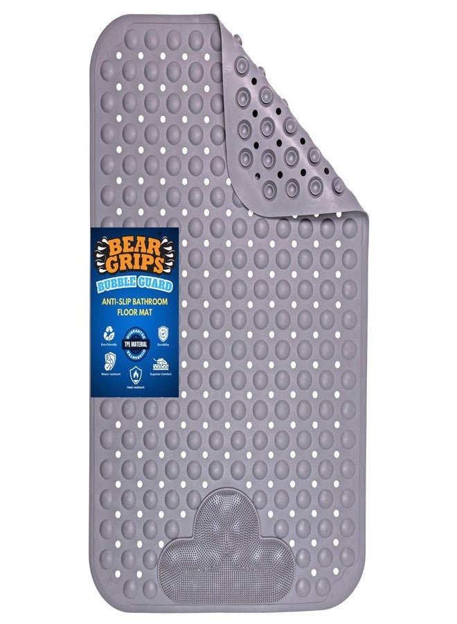 BEAR GRIPS BubbleGuard Anti-Slip Bathroom Shower mat with Anti-Skid Suction Cups and Foot Scrub | TPE Material | Large Size 80 X 50 Cm| Stone Grey - Image 1
