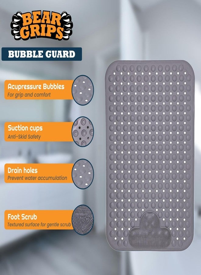 BEAR GRIPS BubbleGuard Anti-Slip Bathroom Shower mat with Anti-Skid Suction Cups and Foot Scrub | TPE Material | Large Size 80 X 50 Cm| Stone Grey - Image 2