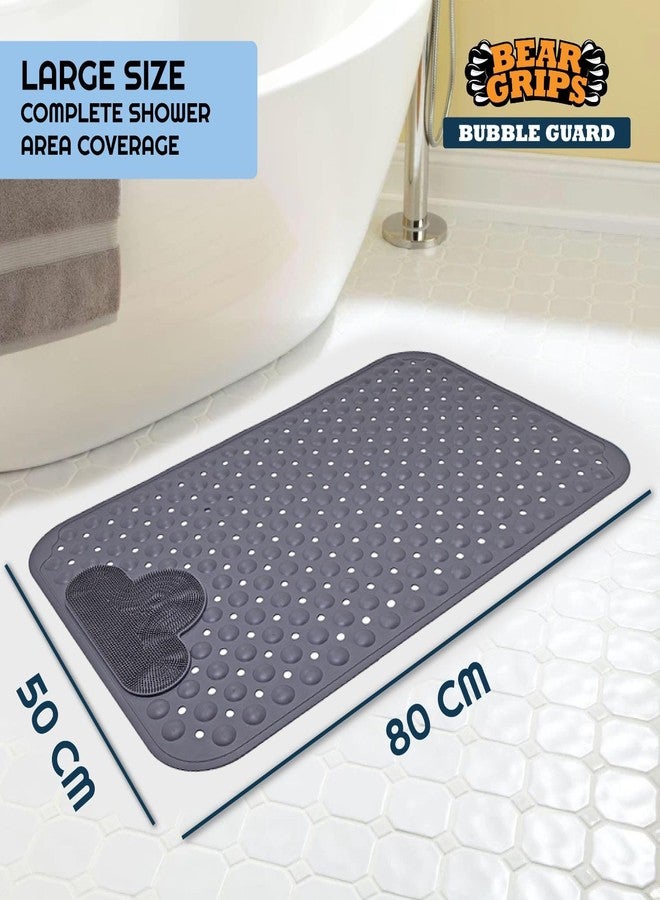 BEAR GRIPS BubbleGuard Anti-Slip Bathroom Shower mat with Anti-Skid Suction Cups and Foot Scrub | TPE Material | Large Size 80 X 50 Cm| Stone Grey - Image 3