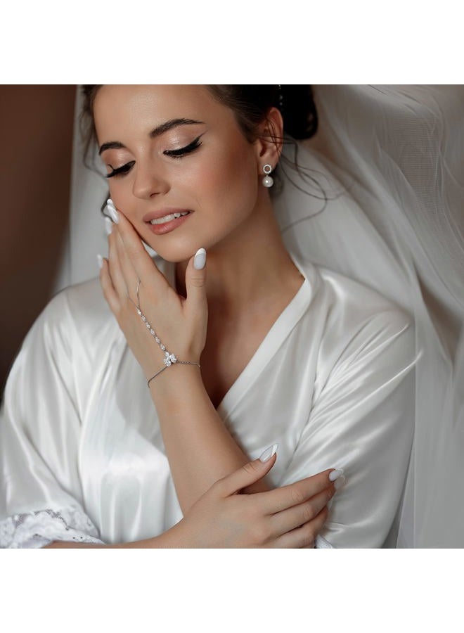 Aprilery سوار حلقة سلسلة يد للنساء، أكسسوارات موضة من كريستال CZ، سوار سلسلة قابل للتعديل، مجوهرات يد، أكسسوارات حفلات كوكتيل، هدايا لها، مقاس واحد، زيركون مكعب - Image 3