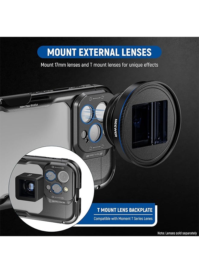 Neewer - NEEWER 16 Pro Max Cage, Quick Release Video Rig Phone Stabilizer Compatible with iPhone 16 Pro Max with 67mm Filter Adapter, 17mm Lens Backplate, T Mount Lens Adapter Compatible with Moment, PA074 - Image 1
