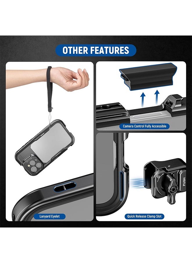 Neewer - NEEWER 16 Pro Max Cage, Quick Release Video Rig Phone Stabilizer Compatible with iPhone 16 Pro Max with 67mm Filter Adapter, 17mm Lens Backplate, T Mount Lens Adapter Compatible with Moment, PA074 - Image 1