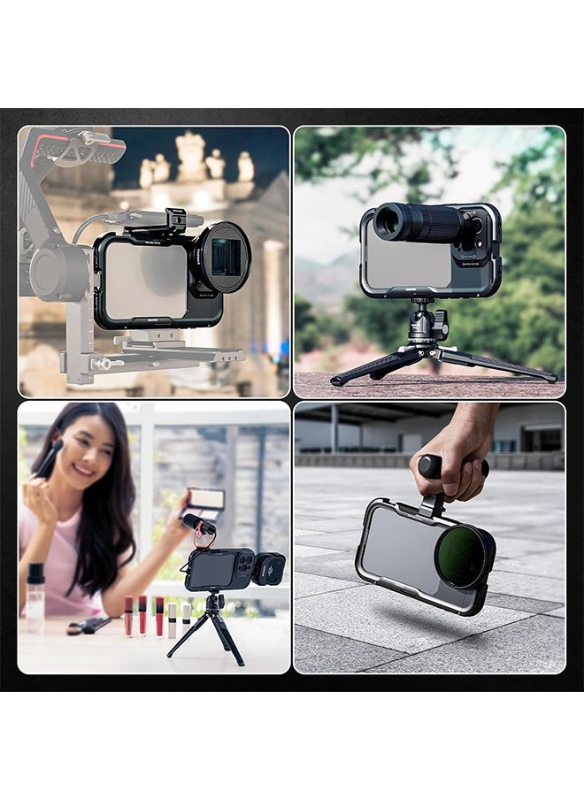 Neewer - NEEWER 16 Pro Max Cage, Quick Release Video Rig Phone Stabilizer Compatible with iPhone 16 Pro Max with 67mm Filter Adapter, 17mm Lens Backplate, T Mount Lens Adapter Compatible with Moment, PA074 - Image 1
