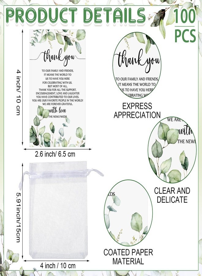 Barydat مجموعة هدايا زفاف من 100 قطعة من باريدات، تتضمن سدادات زجاجات نبيذ خشبية مع بطاقات شكر وأكياس أورجانزا، وبطاقات تهنئة للعروسين. - Image 3