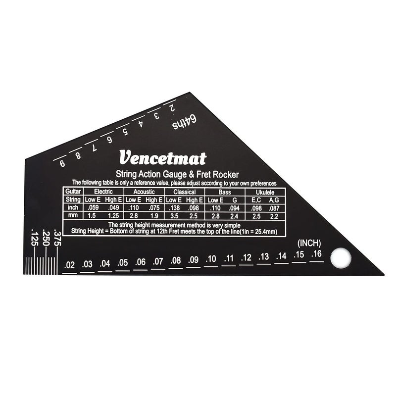 Vencetmat Guitar String Action Gauge, String Height Ruler, Guitar Fret Rocker, Fret Leveling Guide, Buzzing Fret Catcher, 1mm Thickness, Laser Etching, High Precision Graduations,Luthier Tools - Image 1