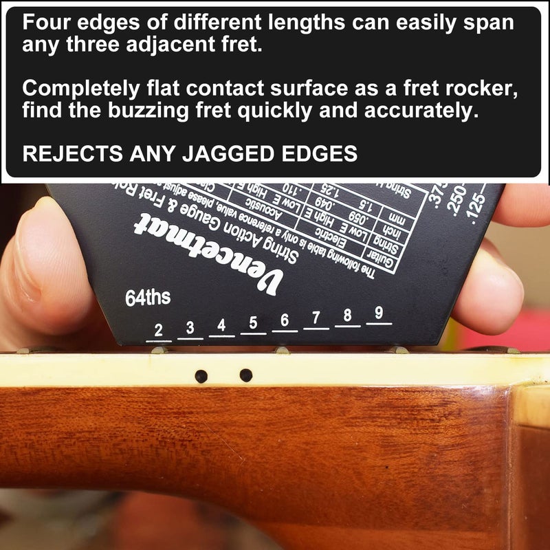 Vencetmat Guitar String Action Gauge, String Height Ruler, Guitar Fret Rocker, Fret Leveling Guide, Buzzing Fret Catcher, 1mm Thickness, Laser Etching, High Precision Graduations,Luthier Tools - Image 5