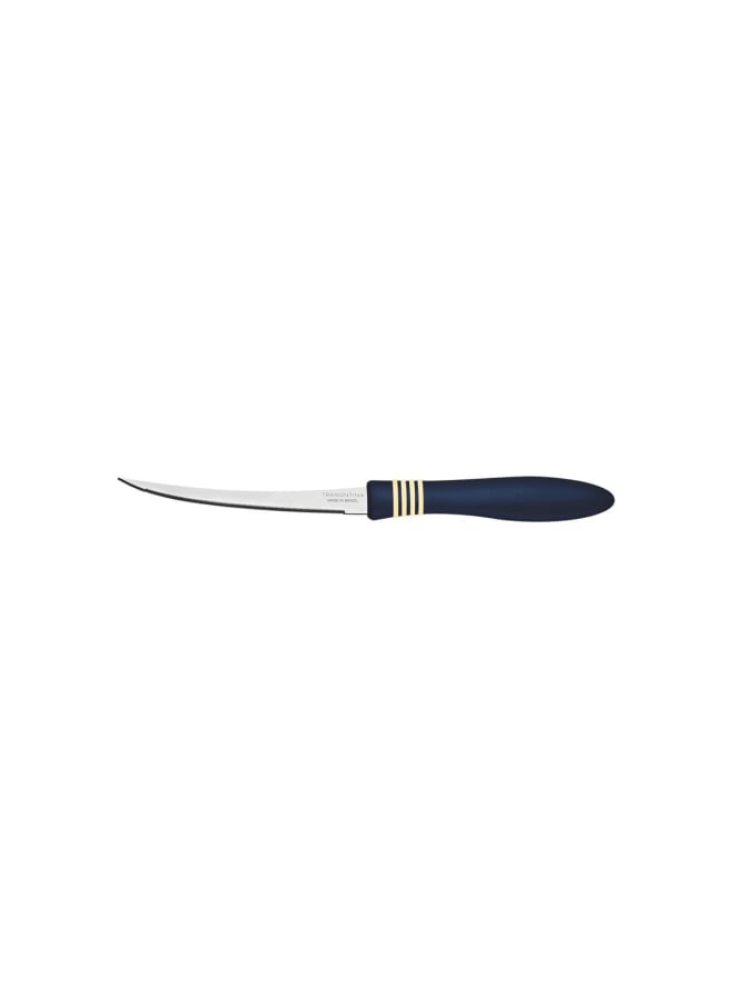 TRAMONTINA TRAMONTINA Cor & Cor 5-Inch Tomato Knife – Serrated Stainless Steel Blade with Blue Polypropylene Handle – Sharp, Durable, and Precise for Slicing Tomatoes and Soft Fruits – 1 Piece 