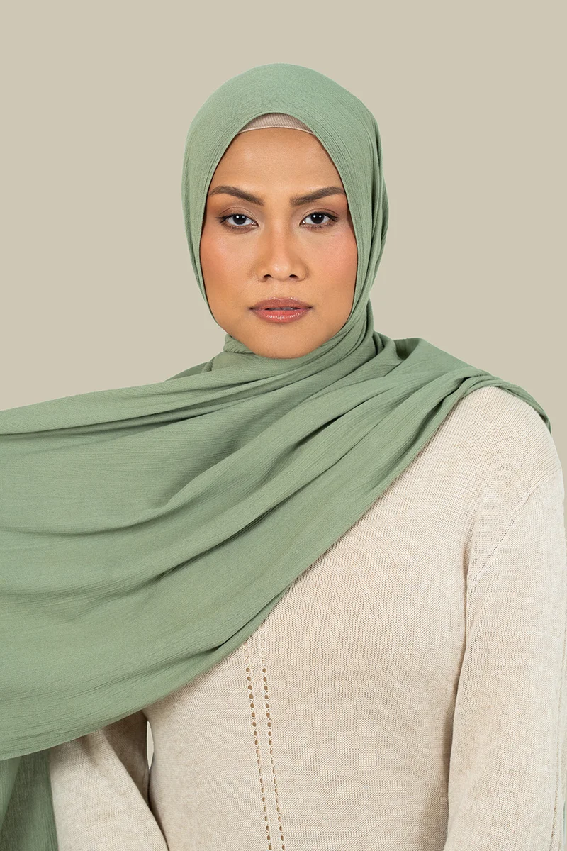 silqrose  Laurel Green Woven Hijab for Women | Best Price UAE
