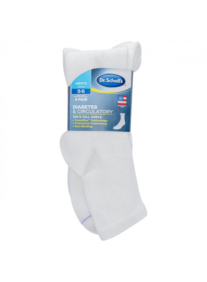Dr. Scholl's Dr. Scholl's Men's 4 Pack Diabetic and Circulatory Non Binding Ankle Socks, White, Shoe Size: 7-12 - Image 4