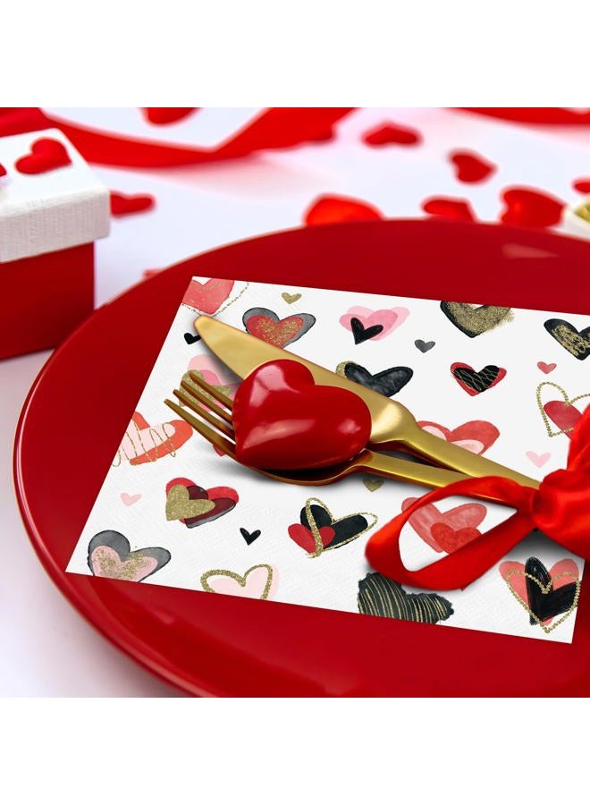 Quera 50 Pack Colorful Heart Cocktail Beverage Paper Napkins Disposable Paper Hearts Dessert Napkin for Spring Summer Valentine's Day Wedding Dinner Supplies Tableware Decor (6.5 x 6.5'') - Image 4