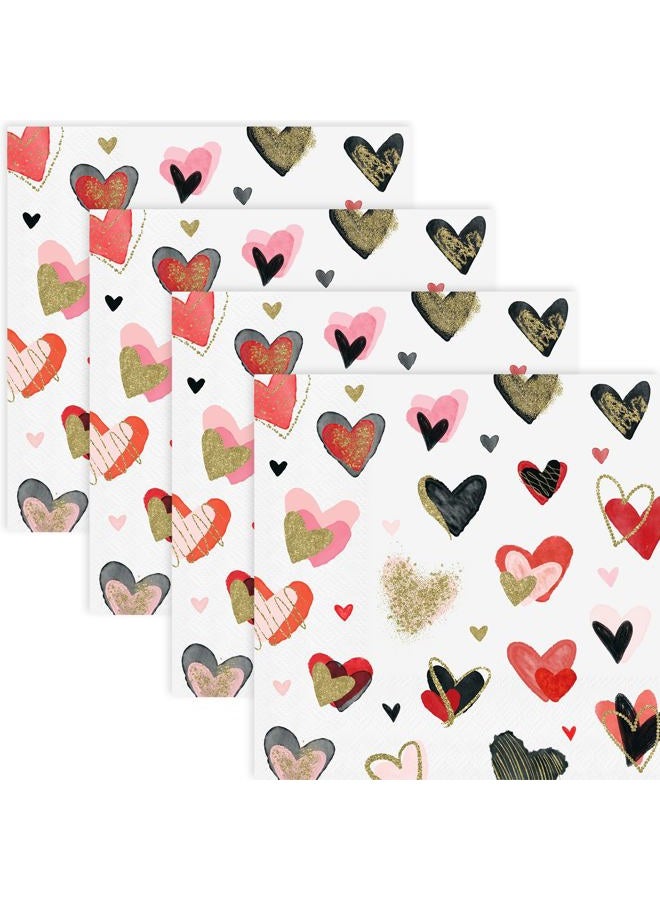Quera 50 Pack Colorful Heart Cocktail Beverage Paper Napkins Disposable Paper Hearts Dessert Napkin for Spring Summer Valentine's Day Wedding Dinner Supplies Tableware Decor (6.5 x 6.5'') - Image 1