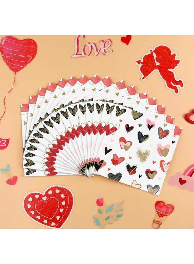 Quera 50 Pack Colorful Heart Cocktail Beverage Paper Napkins Disposable Paper Hearts Dessert Napkin for Spring Summer Valentine's Day Wedding Dinner Supplies Tableware Decor (6.5 x 6.5'') - Image 3