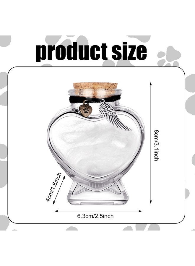 Eaasty 2 Sets Memorial Bottle for Pet Hair, Pet Fur Keepsake Fur Memorial, Clear Dog Cat Fur Keepsake, Pet Memorial Urn Glass Bottles with Cork Stopper (Cat) - Image 2