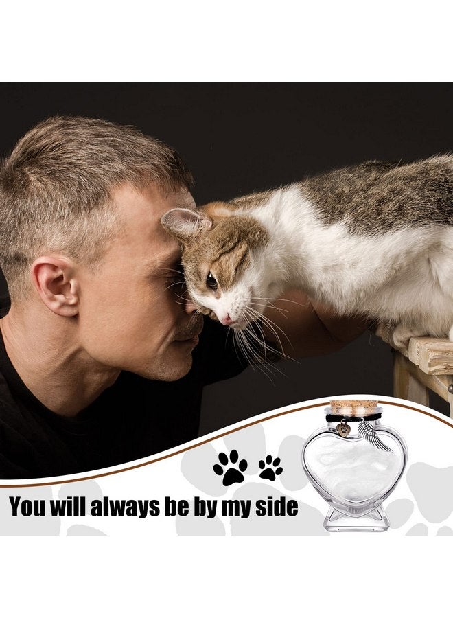 Eaasty 2 Sets Memorial Bottle for Pet Hair, Pet Fur Keepsake Fur Memorial, Clear Dog Cat Fur Keepsake, Pet Memorial Urn Glass Bottles with Cork Stopper (Cat) - Image 4