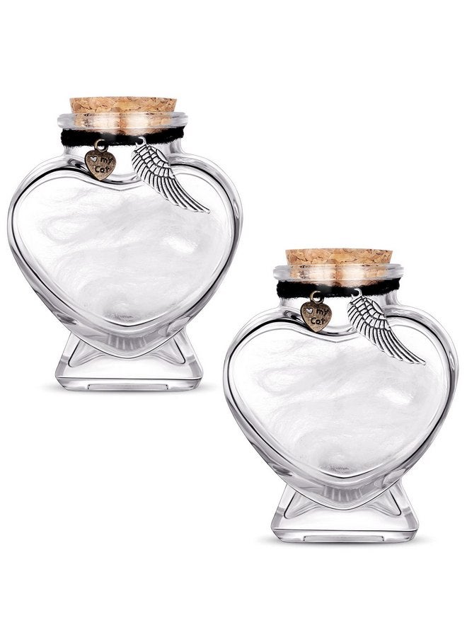 Eaasty 2 Sets Memorial Bottle for Pet Hair, Pet Fur Keepsake Fur Memorial, Clear Dog Cat Fur Keepsake, Pet Memorial Urn Glass Bottles with Cork Stopper (Cat) - Image 1
