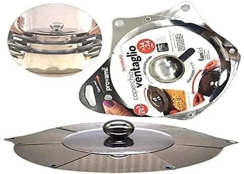 ATOOZED Stainless Steel Heavy Gauge Ciba/Lids/Tope Cover Set Adjustable Folding Steel Lid 8 inch Lid for vessels, lid for kadai Lid with Knob (Pack Of 1) - Image 5