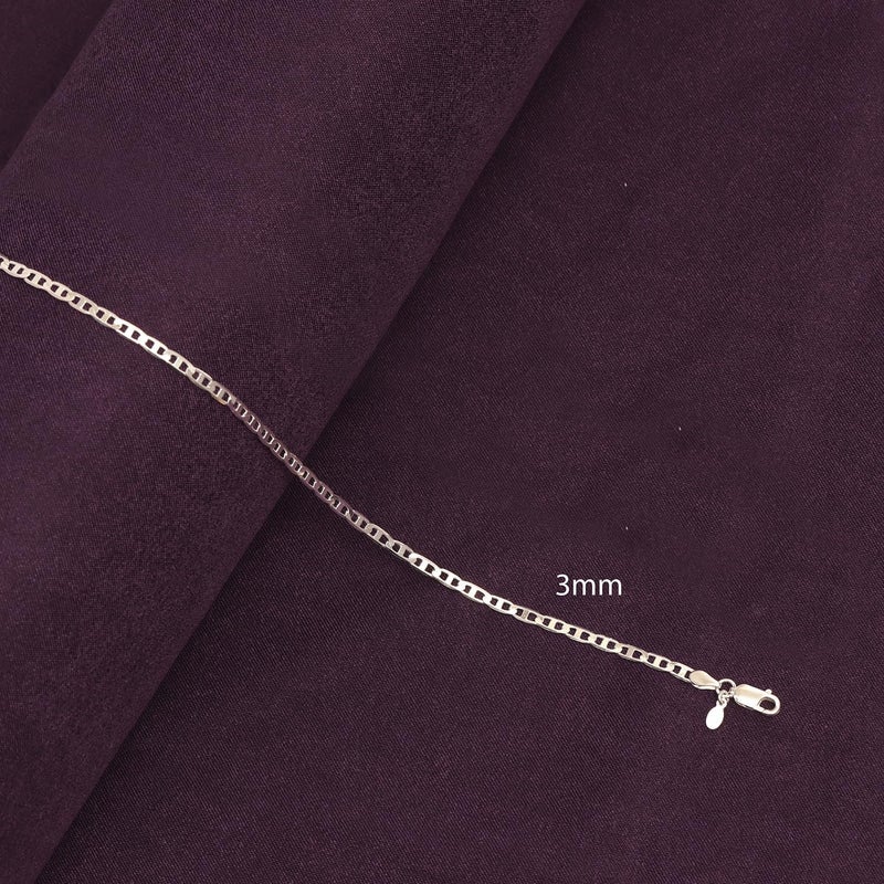 LeCalla 925 Sterling Silver BIS Hallmarked Italian 3 MM Diamond-Cut Solid Flat Mariner Link Chain Necklace for Men Women and Girls (16, 18, 20, 22, 24 Inches) - Image 5