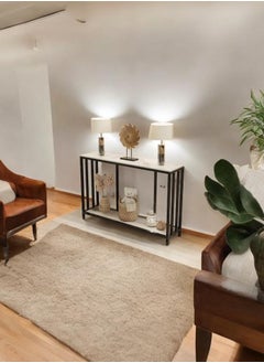 EXPERT 120x30x78cm Console Table for Entryway Sintered Stone Hallway Table Narrow Gloss Marble Table Top with Bottom Shelf Modern Accent Sofa Side Foyer Table-EI-111  - Image 5
