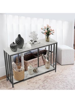EXPERT 120x30x78cm Console Table for Entryway Sintered Stone Hallway Table Narrow Gloss Marble Table Top with Bottom Shelf Modern Accent Sofa Side Foyer Table-EI-111  - Image 3