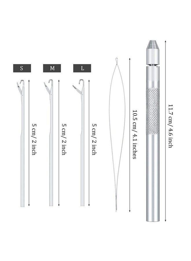 WILLBOND 2 Sets 4In1 Hair Extension Tools Includes Loop Needle Threader Knitting Needles And Holder For Beads Dreadlock Wig Hair Extensions Lace Wig Making Loop Tools And Hooks  - Image 3