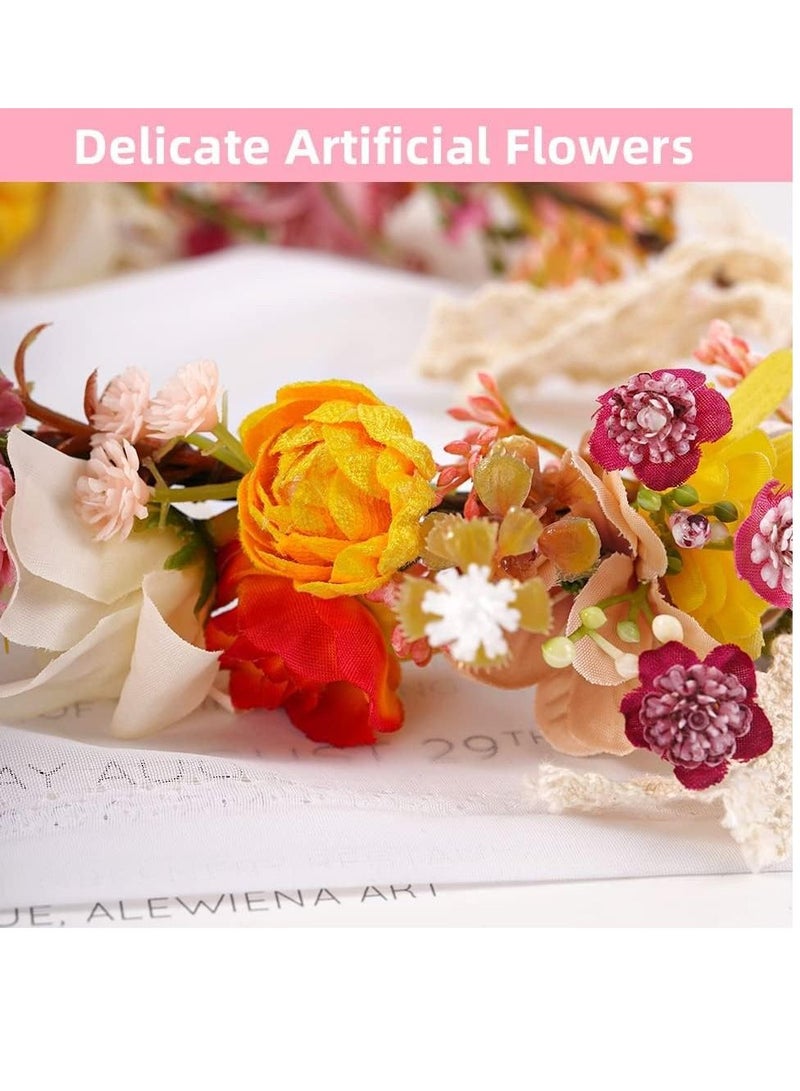 إسكدنيا Flower Crown Crowns for Women Handmade Adjustable Girls Boho Wedding Festival Party Photo Props Headpiece Wreath Headband Garland - Image 3