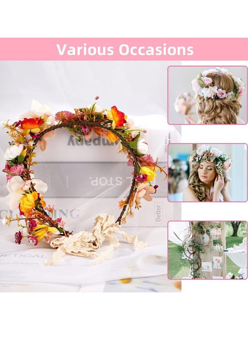 إسكدنيا Flower Crown Crowns for Women Handmade Adjustable Girls Boho Wedding Festival Party Photo Props Headpiece Wreath Headband Garland - Image 2