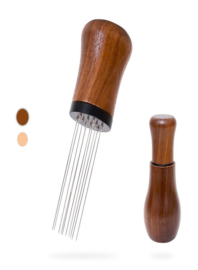 Woouch WDT Espresso Tool, Espresso distribution Tools,10 Needles 0.35mm Espresso Coffee Stirrer, Nature Wood Handle with Stand (Walnut) - Image 1