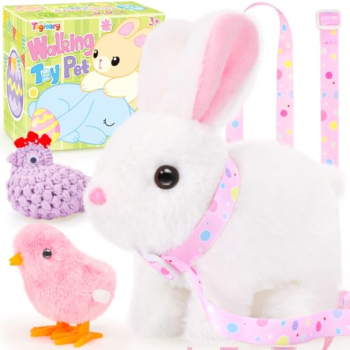 Tagitary Easter Plush Toys Interactive Bunny for Kids That Wiggling EarsHoppingTwitching Nose with SoundsRealistic Rabbit Toy with Leash and Wind Up ToysEaster Birthday Gift for Toddlers - Image 1