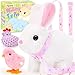 Tagitary Easter Plush Toys Interactive Bunny for Kids That Wiggling EarsHoppingTwitching Nose with SoundsRealistic Rabbit Toy with Leash and Wind Up ToysEaster Birthday Gift for Toddlers - Image 2