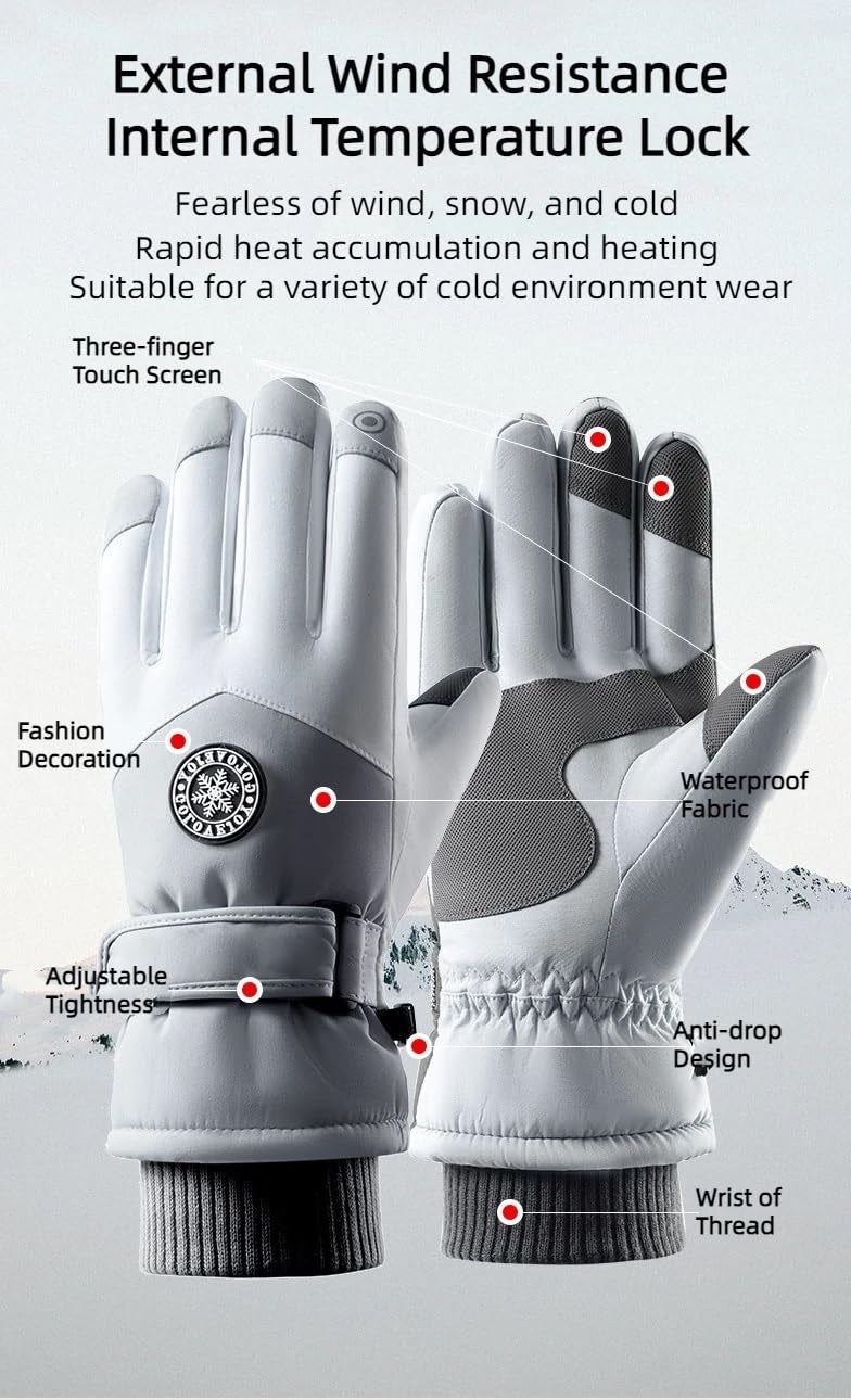 Zebroc Thermal Winter Gloves for Men Women | Waterproof Windproof Warm Fleece Touchscreen Gloves | Anti-Slip Ski, Cycling, Bike, Riding, Outdoor Hand Gloves (Black Grey) - Image 5