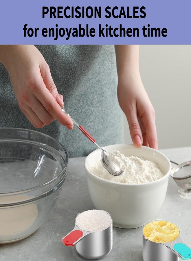 Minteem Magnetic Measuring Cups and Spoons Set, 5 Stainless Steel Measuring Cups for Dry and Liquid Ingredients, 7 Magnetic Measuring Spoons, 3 Plastic Measuring Cup with 1 Measuring Conversion Chart - Image 5