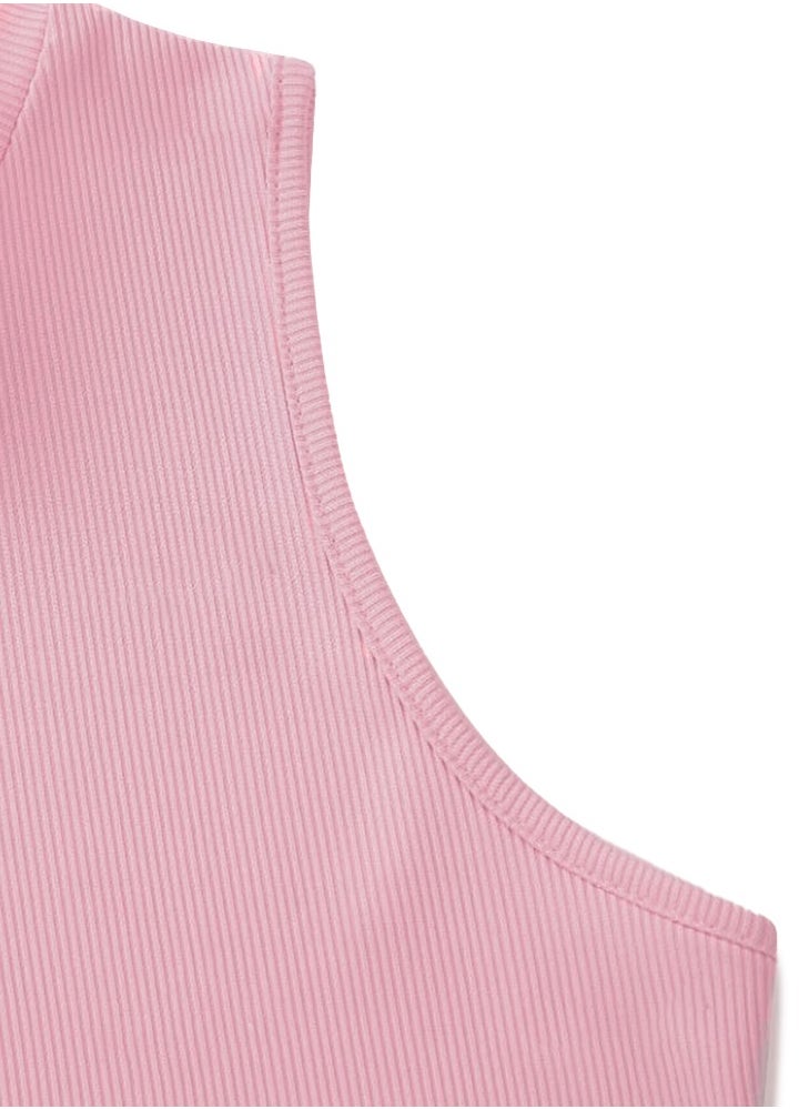 Nileton - Ribbed knit Crop Top - Sleevles Tank Top Mock Neck - For Women - Image 1