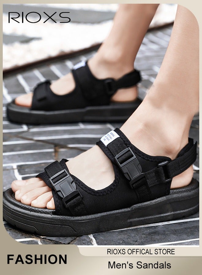 Men's Casual Sandals, Open Toe Water Shoes, Breathable Non-Slip Beach Sandals, Pool Slide Flat Sandals, Adjustable Flat Shoes With Back-Strap, Outdoor Water Sandals For Rekking, Fishing, Kayaking, Walking, Beach Vacations, Trip
