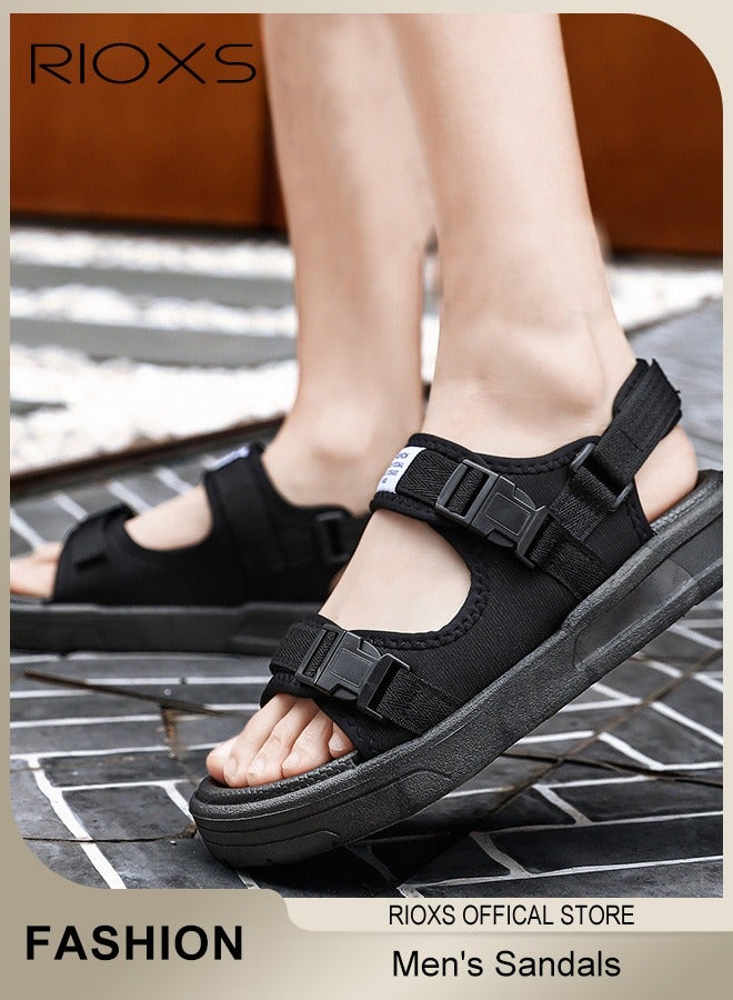 Men's Casual Sandals, Open Toe Water Shoes, Breathable Non-Slip Beach Sandals, Pool Slide Flat Sandals, Adjustable Flat Shoes With Back-Strap, Outdoor Water Sandals For Rekking, Fishing, Kayaking, Walking, Beach Vacations, Trip