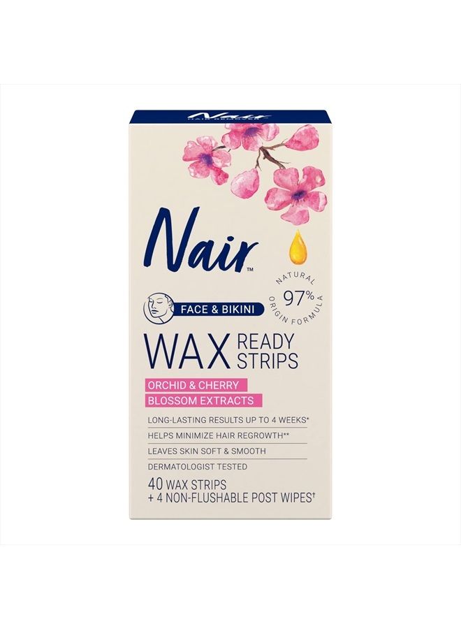 Nair Hair Remover Wax Ready-Strips for Face & Bikini, 40 CT - Image 1