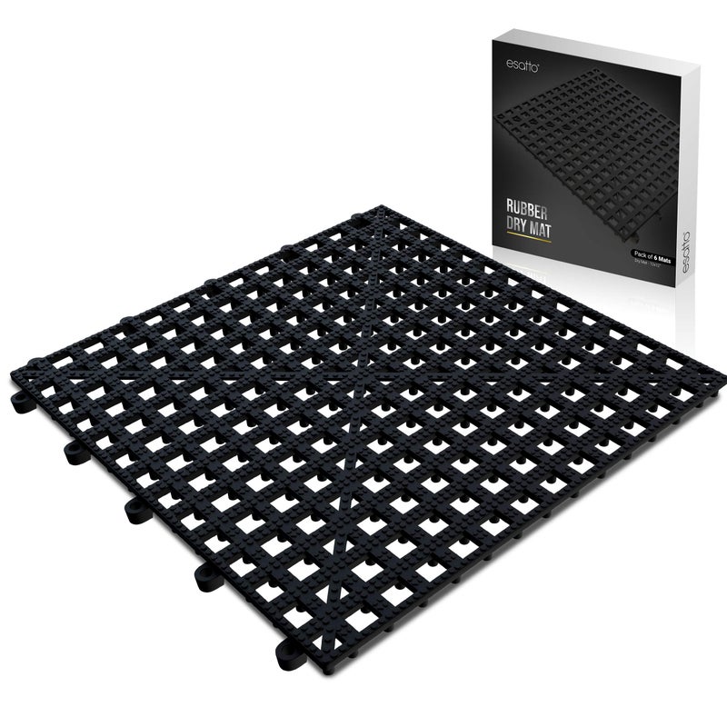 Esatto 12 Pack Interlocking Shelf Mats 12 Black  for Spills Clean Bars Stain Protection and an AntiSlip Surface