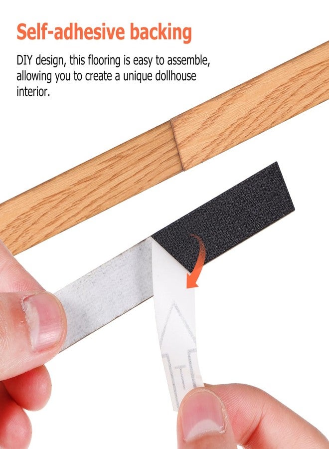 TOPPERFUN 40Pcs Mini Dollhouse Flooring Accessories, 1:12 Miniature Dollhouse Wood Flooring Peel and Stick, Small Doll House Siding Carpet Trim for DIY Decorate - Image 3