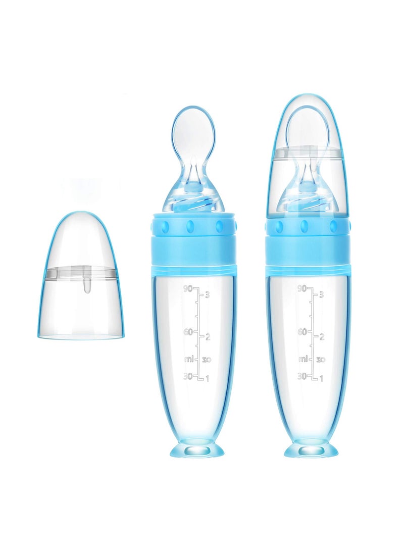 KASTWAVE Baby Bottle Spoons Silicone Baby Food Dispensing Spoon Baby Food Feeder with Standing Base for Infant Dispensing and Feeding - Image 1
