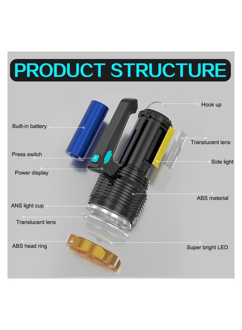 LED Rechargeable Flashlight 8 Modes Bright Spotlight Lantern Flashlight Rechargeable Waterproof  Cing L for Hurricane Emergency Survival Kits Hiking Home USB Cable Included - Image 3