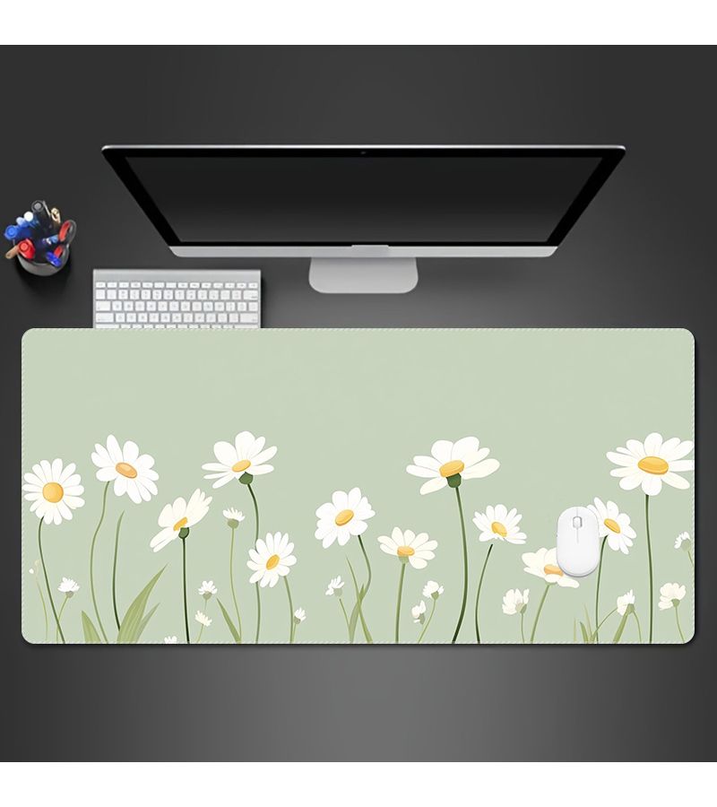 Extra Large Gaming Mouse Pad 40x90cm Daisy Design Desk Mat Non Slip Rubber Base Soft Smooth Surface For Office And Home Laptop Desktop - Image 3