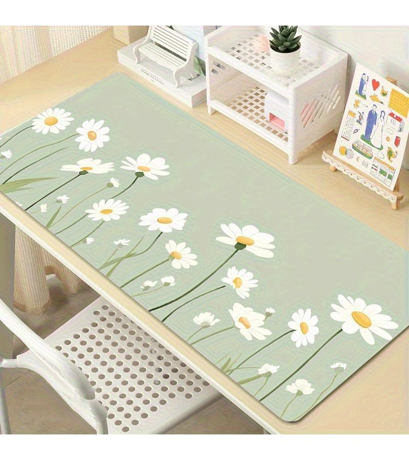 Extra Large Gaming Mouse Pad 40x90cm Daisy Design Desk Mat Non Slip Rubber Base Soft Smooth Surface For Office And Home Laptop Desktop - Image 1